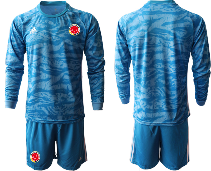 Men 2020-2021 Season National team Colombia goalkeeper Long sleeve blue Soccer Jersey1